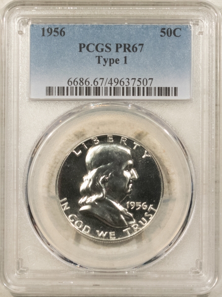 Franklin Halves 1956 PROOF FRANKLIN HALF DOLLAR, TY 1 – PCGS PR-67