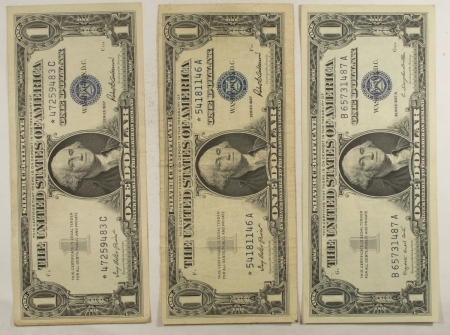 New Store Items 1957 X2, 1957A $1 SILVER CERTS LOT OF 3 – 1957 VERY FINE STAR NOTES, 1957A CU