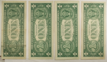 New Store Items 1957 $1 SILVER CERTIFICATES, LOT OF 4, FR-1619 – XF/AU