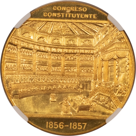 Bullion 1957 MEXICO CONSTITUTION CENTENNIAL GOLD MEDAL GROVE-698  41.61GR NGC MS-66