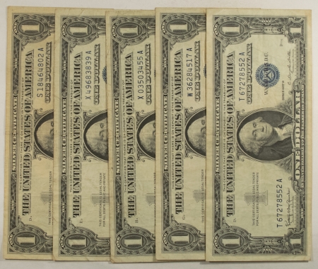 New Store Items 1957-B $1 SILVER CERTIFICATES, LOT OF 5, FR-1621 – VERY FINE!