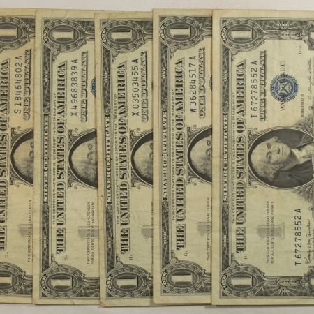 New Store Items 1957-B $1 SILVER CERTIFICATES, LOT OF 5, FR-1621 – VERY FINE!