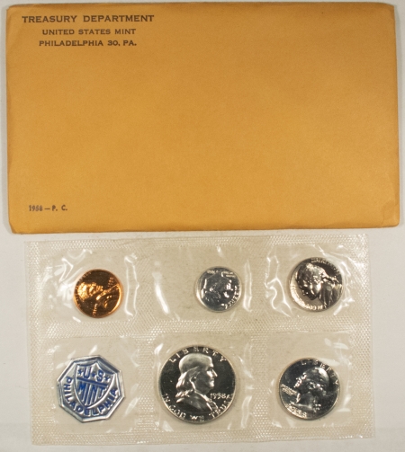 New Store Items 1958 5 COIN U.S. SILVER PROOF SET – GEM PROOF W/ ORIGINAL ENVELOPE & PAPERS