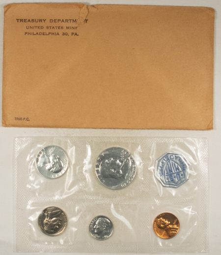 New Store Items 1960 5 COIN U.S. SILVER PROOF SET – GEM PROOF W/ ORIGINAL ENVELOPE & PAPERS