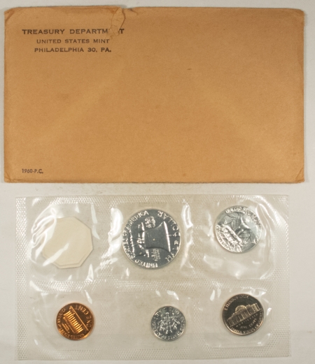 New Store Items 1960 5 COIN U.S. SILVER PROOF SET – GEM PROOF W/ ORIGINAL ENVELOPE & PAPERS