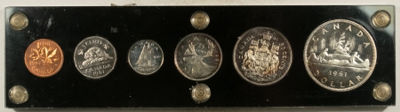 New Store Items 1961 CANADA SILVER 6 COIN SPECIMEN PROOFLIKE SET LOVELY GEM PL BU VINTAGE HOLDER