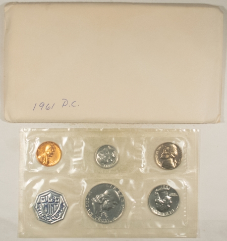 New Store Items 1961 5 COIN U.S. SILVER PROOF SET – GEM PROOF, NO ORIGINAL ENVELOPE