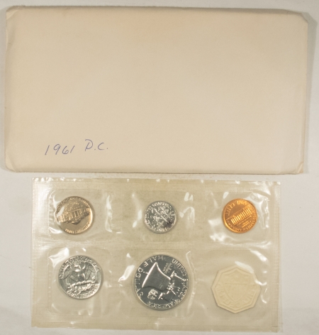 New Store Items 1961 5 COIN U.S. SILVER PROOF SET – GEM PROOF, NO ORIGINAL ENVELOPE