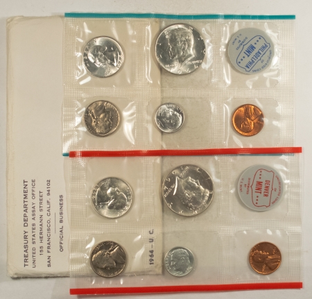 New Store Items 1964-P/D 10 COIN US SILVER MINT SET, GEM UNCIRCULATED, W/ ORIGINAL MINT ENVELOPE