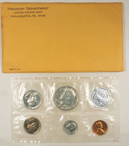 New Store Items 1964 5 COIN U.S. SILVER PROOF SET – GEM PROOF W/ ORIGINAL ENVELOPE & PAPERS