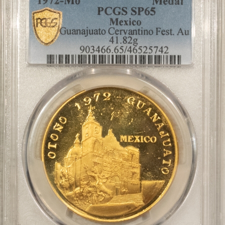 Bullion 1972-MO MEXICO GOLD MEDAL 41.82G, 1.21 AGW PCGS SP-65, GUANAJUATO CERVANTINO FES