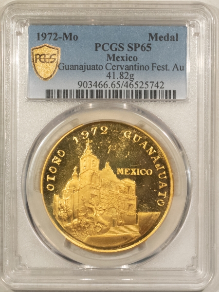 Bullion 1972-MO MEXICO GOLD MEDAL 41.82G, 1.21 AGW PCGS SP-65, GUANAJUATO CERVANTINO FES