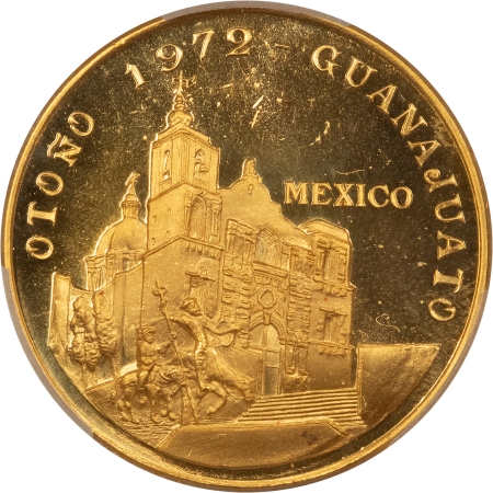 Bullion 1972-MO MEXICO GOLD MEDAL 41.82G, 1.21 AGW PCGS SP-65, GUANAJUATO CERVANTINO FES