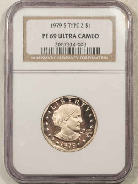 Dollars 1979-S TYPE 2 PROOF $1 SUSAN B ANTHONY DOLLAR, CLEAR 5 – NGC PF-69 ULTRA CAMEO