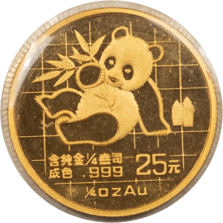 Bullion 1989 CHINA GOLD PANDA 25 YUAN, 1/4 OZ, KM-224 – UNCIRCULATED, OGP