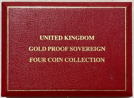 Bullion 1990 UNITED KINGDOM GOLD PROOF 4 COIN SET, 5LB,2LB,SOV & 1/2, 2 OZ+ AGW, BOX/COA