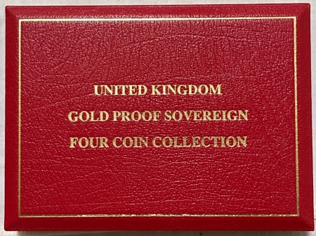 Bullion 1991 UNITED KINGDOM GOLD PROOF 4 COIN SET, 5LB,2LB,SOV & 1/2, 2 OZ+ AGW, BOX/COA