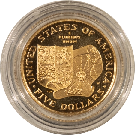 New Store Items 1992-W COLUMBUS QUINCENTENARY $5 GOLD COMMEMORATIVE, .2419 AGW, GEM PROOF W/ OGP