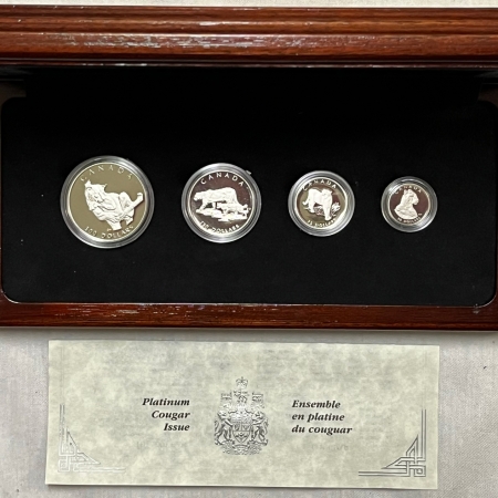 Bullion 1992 CANADA 4 COIN PLATINUM PROOF COUGAR SET 1.85 OZ .9995 – GEM PROOF W/OGP