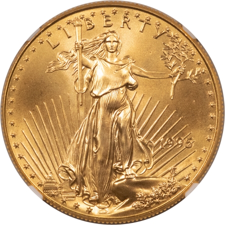 American Gold Eagles, Buffaloes, & Liberty Series 1995 $50 AMERICAN GOLD EAGLE, 1 OZ – NGC MS-69, PRISTINE EARLIER DATE!