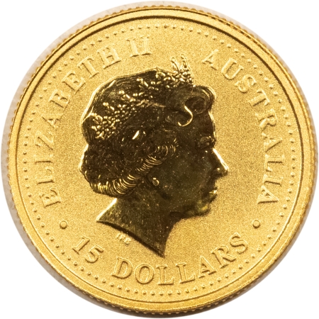 Bullion 1999 AUSTRALIA $15 GOLD NUGGET, 1/10 OZ, .9999, KM-449 – UNCIRCULATED