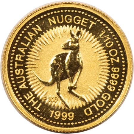 Bullion 1999 AUSTRALIA $15 GOLD NUGGET, 1/10 OZ, .9999, KM-449 – UNCIRCULATED