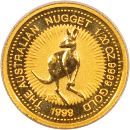 Bullion 1999 AUSTRALIA $5 GOLD NUGGET, 1/20 OZ, .9999, KM-448 – UNCIRCULATED, OGP