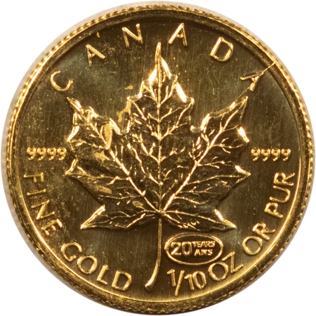 Bullion 1999 CANADA $5 GOLD 1/10 OZ, 20TH ANNIVERSARY PRIVY, KM-188 – UNCIRCULATED