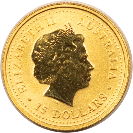 Bullion 2000 AUSTRALIA $15 GOLD NUGGET, 1/10 OZ, .9999, KM-465 – UNCIRCULATED