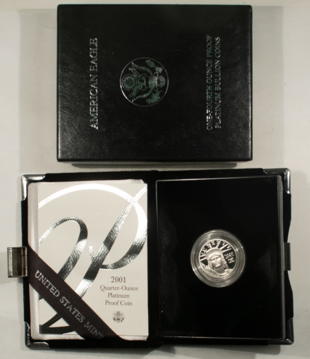 American Platinum Eagles 2001-W $25 PROOF AMERICAN PLATINUM EAGLE, 1/4 OZ – BOX AND COA!