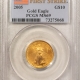 American Gold Eagles, Buffaloes, & Liberty Series 2005 $5 AMERICAN GOLD EAGLE, 1/10 OZ – PCGS MS-69, FIRST STRIKE, FLAG HOLDER