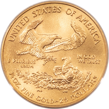 American Gold Eagles, Buffaloes, & Liberty Series 2005 $25 AMERICAN GOLD EAGLE, 1/2 OZ – PCGS MS-69, FIRST STRIKE, FLAG HOLDER!