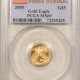 American Gold Eagles, Buffaloes, & Liberty Series 2005 $10 AMERICAN GOLD EAGLE, 1/4 OZ – PCGS MS-69, FIRST STRIKE! FLAG HOLDER!