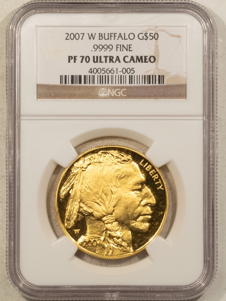 American Gold Eagles, Buffaloes, & Liberty Series 2007-W 1 OZ $50 PROOF AMERICAN BUFFALO GOLD, .9999 – NGC PF-70 ULTRA CAMEO