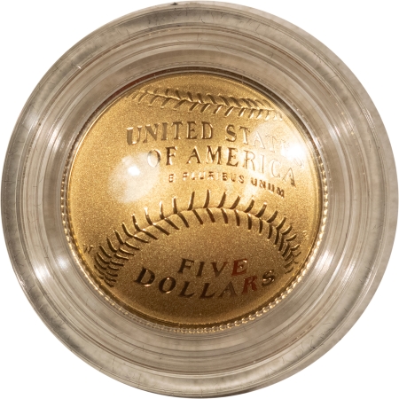 Gold Commems 2014-W $5 BASEBALL HALF OF FAME GOLD COMMEMORATIVE – BRILLIANT UNC W/ BOX & COA!