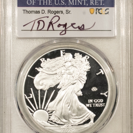 American Silver Eagles 2020-W 1OZ PROOF AMERICAN SILVER EAGLE, V75 PRIVY .999 PCGS PR-70 DCAM T. ROGERS