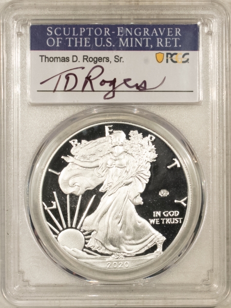 American Silver Eagles 2020-W 1OZ PROOF AMERICAN SILVER EAGLE, V75 PRIVY .999 PCGS PR-70 DCAM T. ROGERS