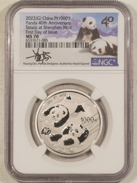 Bullion 2022 CHINA PLATINUM 40TH PANDA 2 COIN SET NGC MS-70 FDI & 2016 GOLD 25C STANDING