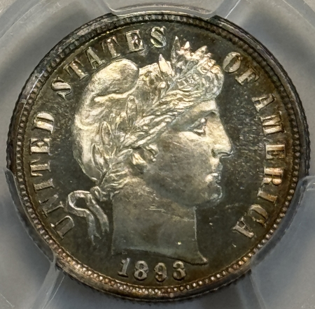 Barber Dimes 1893 PROOF BARBER DIME – PCGS PR-65, PRETTY GEM!