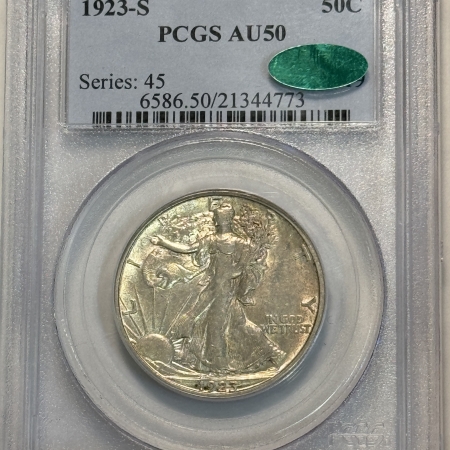 New Store Items 1923-S WALKING LIBERTY HALF DOLLAR – PCGS AU-50, TOUGH! CAC APPROVED!