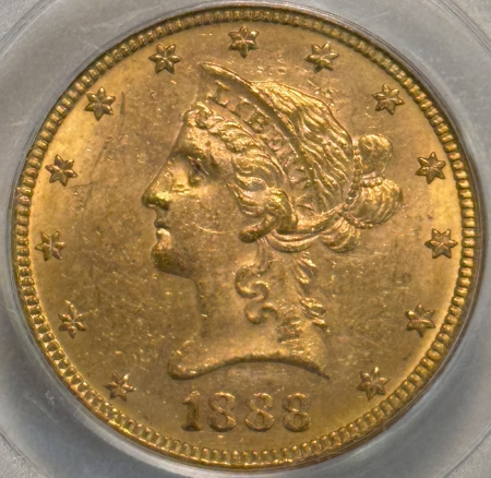 $10 1888-S $10 LIBERTY GOLD EAGLE – PCGS MS-62