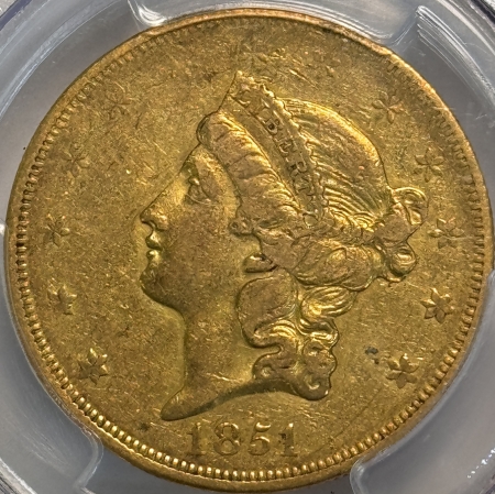 $20 1851-O $20 LIBERTY GOLD DBL EAGLE – PCGS VF-30, AFFORDABLE NEW ORLEANS ORIGINAL!