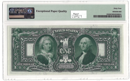 Large Silver Certificates 1896 $1 EDUCATIONAL SILVER CERTIFICATE, FR-224, PMG CHOICE UNC 64 EPQ-LOOKS GEM!