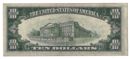 New Store Items 1934-A $10 SILVER CERTIFICATE “NORTH AFRICA” EMERGENCY ISSUE, FR-2309-BRIGHT VF!