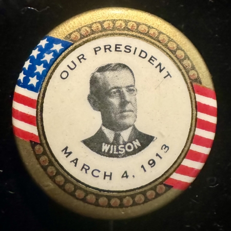 New Store Items SCARCE 1 1/4″ WILSON COLOR INAUGURAL BUTTON, MARCH 4, 1913-RARE & EXCELLENT COND