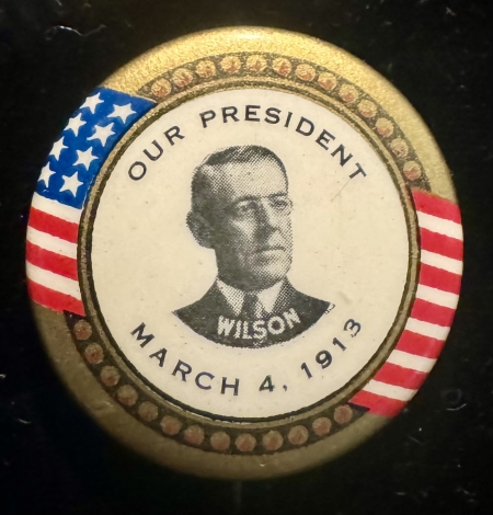 New Store Items SCARCE 1 1/4″ WILSON COLOR INAUGURAL BUTTON, MARCH 4, 1913-RARE & EXCELLENT COND