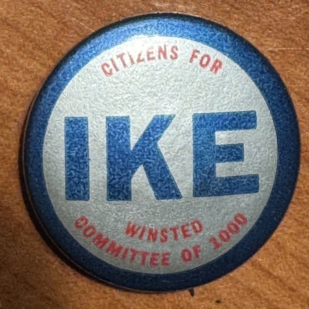 New Store Items 1952 EISENHOWER “IKE” WINSTED, CT 1 1/4″ CAMPAIGN BUTTON, SCARCE & NEAR-MINT!