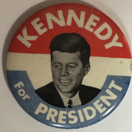 New Store Items 1960 3 1/2″ KENNEDY (JFK) FOR PRESIDENT PICTORIAL CAMPAIGN BUTTON-EXCELLENT COND