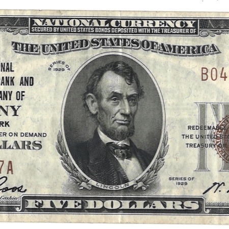 New Store Items 1929 $NCBTC OF ALBANY, NY TY 1 NATIONAL BANKNOTE, CHTR #1301, CHOICE VF! 