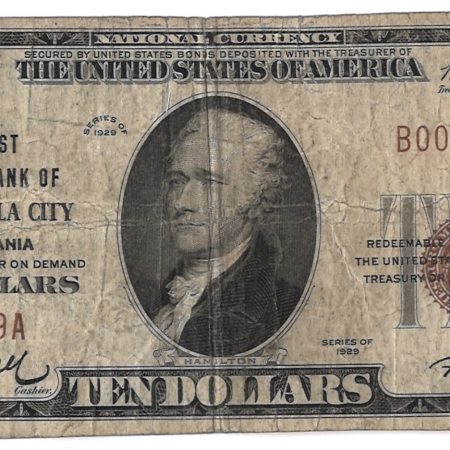 New Store Items 1929 $10 FNB OF MONONGAHELA CITY, PA TY 1 $10 NATIONAL BANKNOTE, CHTR #5968-FINE